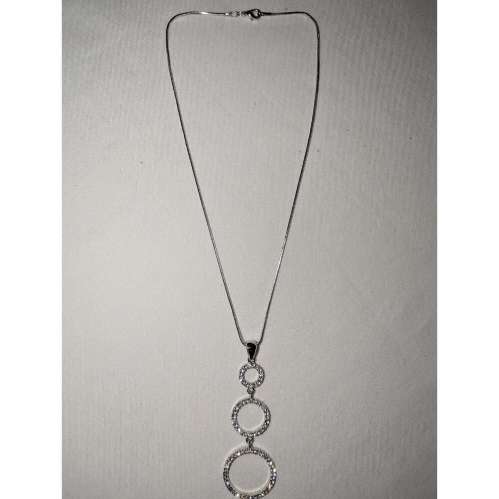 Sparkling Rhinestone Drop Down Necklace 16" - Picture 4 of 4